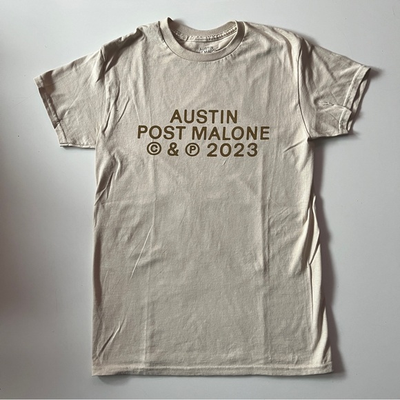 Post Malone Austin Beige Tee Shirt - Picture 1 of 5